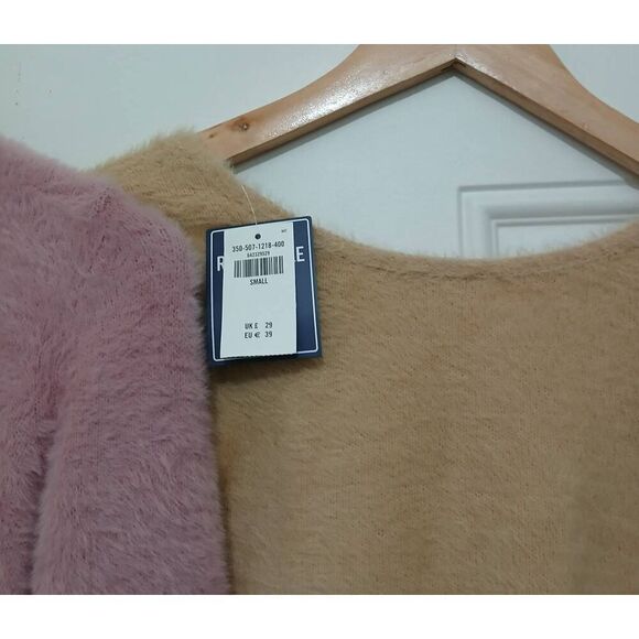 Sunday best womens small pink cropped sweater Hollister tan lot of 2 fuzzy soft - Picture 2 of 10